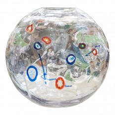 Clear murano glass spherical bowl with millefiori details